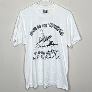 Vintage Screen Stars Minnesota Summers Short Sleeve Shirt Large Mosquito Graphic